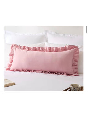 Blush Pink Ruffled Lumbar Pillow - Unbranded